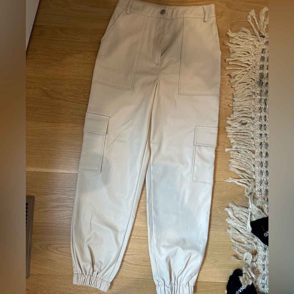 Topshop tan leather joggers